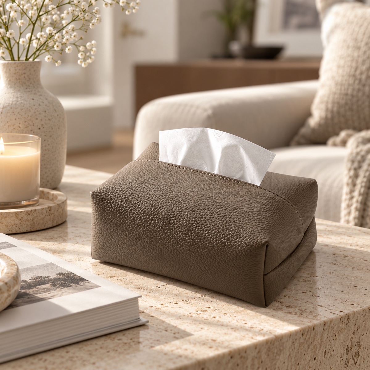 Leather Tissue Box Cover