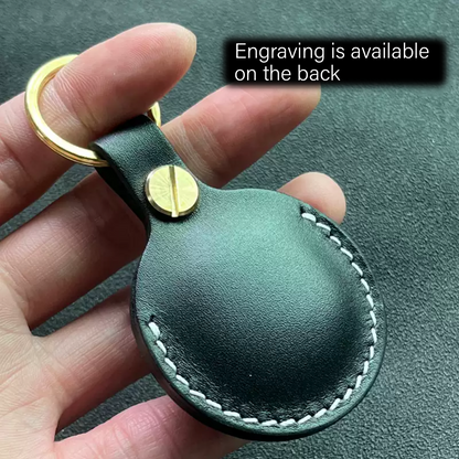 Genuine Leather AirTag Holder - Customizable Keychain