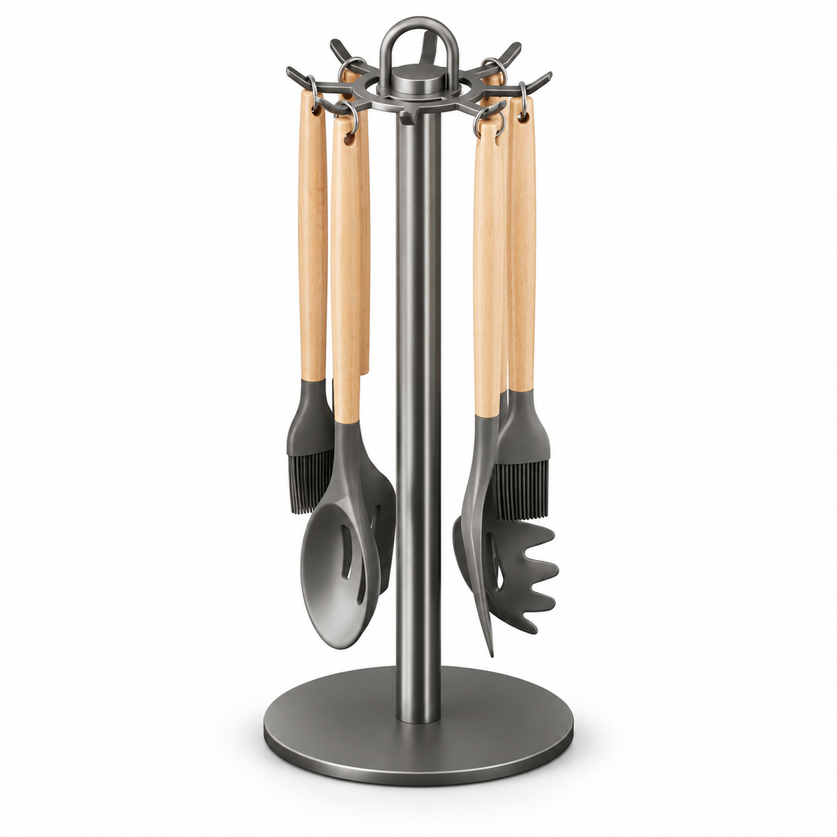 Rotating 8-Hook Kitchen Utensil Rack
