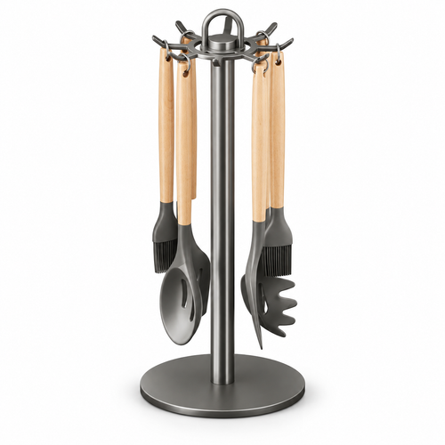 Rotating 8-Hook Kitchen Utensil Rack