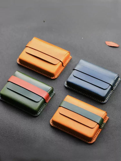 Handcrafted Vegetable - Tanned Leather Card Holder - ( Business Card Case)