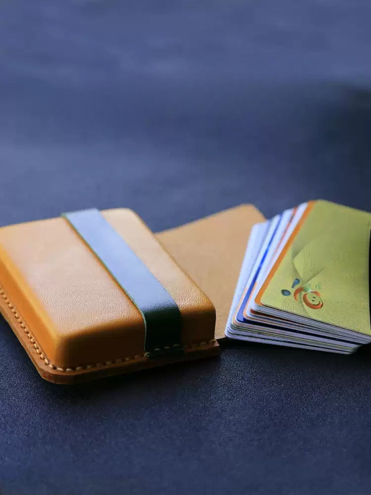 Handcrafted Vegetable - Tanned Leather Card Holder - ( Business Card Case)