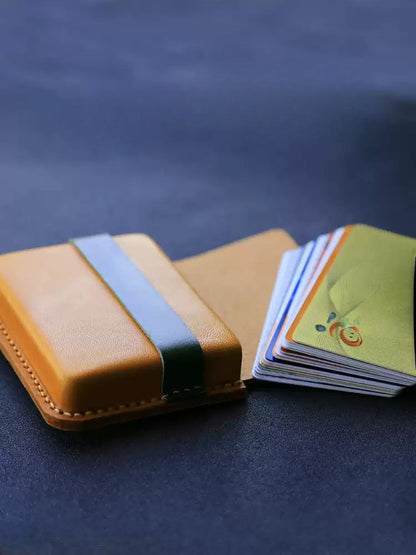 Handcrafted Vegetable - Tanned Leather Card Holder - ( Business Card Case)