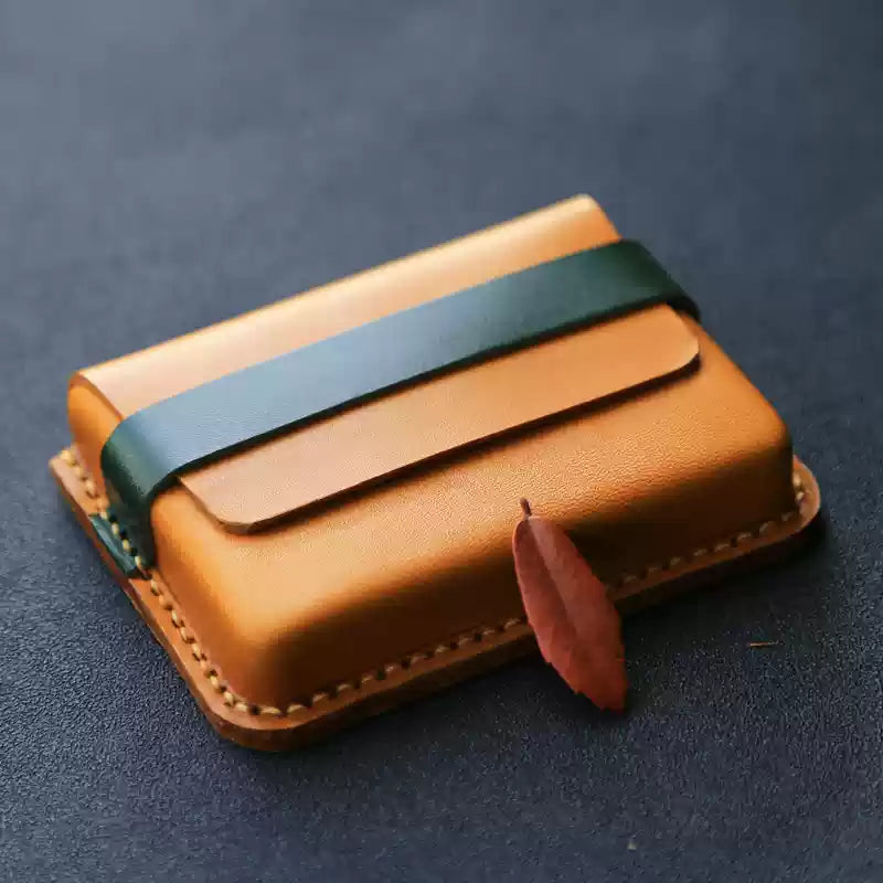 Handcrafted Vegetable - Tanned Leather Card Holder - ( Business Card Case)