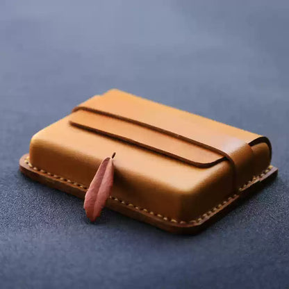 Handcrafted Vegetable - Tanned Leather Card Holder - ( Business Card Case)