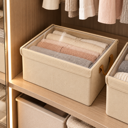 Upgraded Medium Lidded Fabric Storage Box