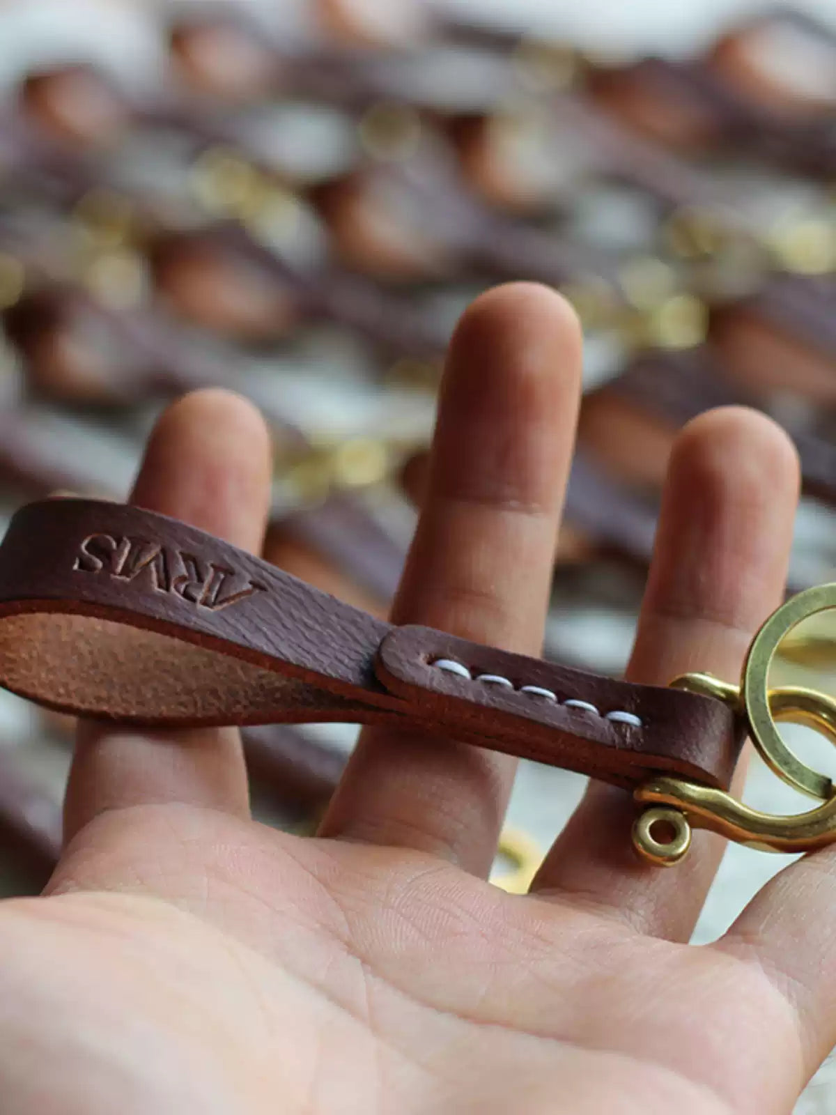 Custom Handcrafted Genuine Leather Keychain - Personalized Key Holder with Logo Embossing