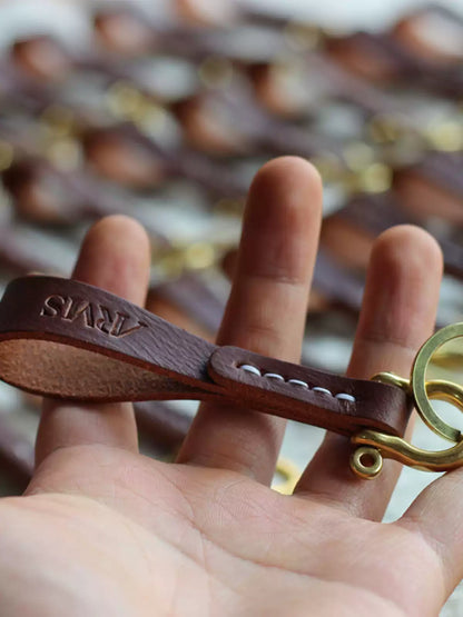 Custom Handcrafted Genuine Leather Keychain - Personalized Key Holder with Logo Embossing