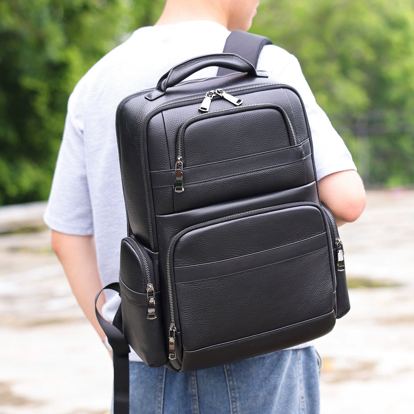 Genuine Leather Horsehide Backpack - Large Capacity Travel Bag