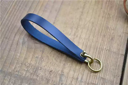 Handcrafted Genuine Leather Keychain - Creative Personalized Key Holder with Phone Number Tag