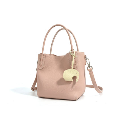Spring Collection Genuine Leather Bucket Bag - Versatile Crossbody Tote