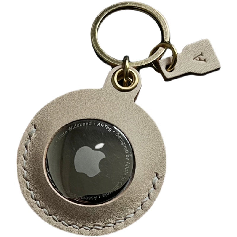 Personalized Genuine Leather AirTag Holder - Keychain Protector