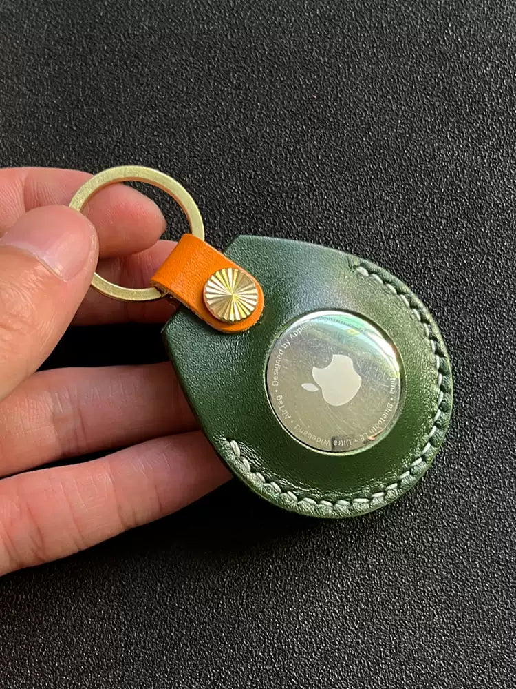 Genuine Leather AirTag Holder - Keychain Tracker