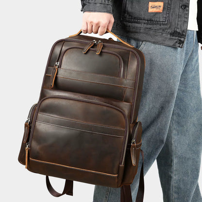 Genuine Leather Horsehide Backpack - Large Capacity Travel Bag