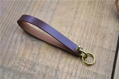 Handcrafted Genuine Leather Keychain - Creative Personalized Key Holder with Phone Number Tag