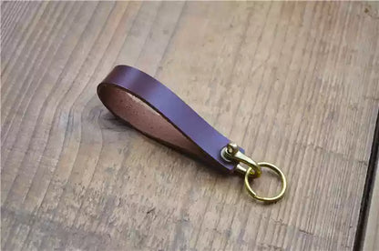 Handcrafted Genuine Leather Keychain - Creative Personalized Key Holder with Phone Number Tag