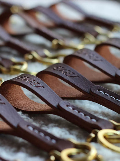 Custom Handcrafted Genuine Leather Keychain - Personalized Key Holder with Logo Embossing