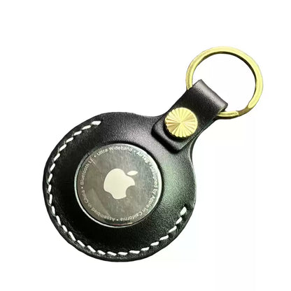 Genuine Leather AirTag Holder - Customizable Keychain