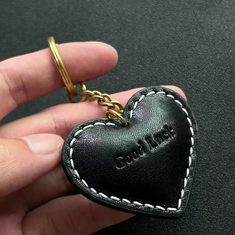 Custom Handmade Leather Heart Keychain Pendant