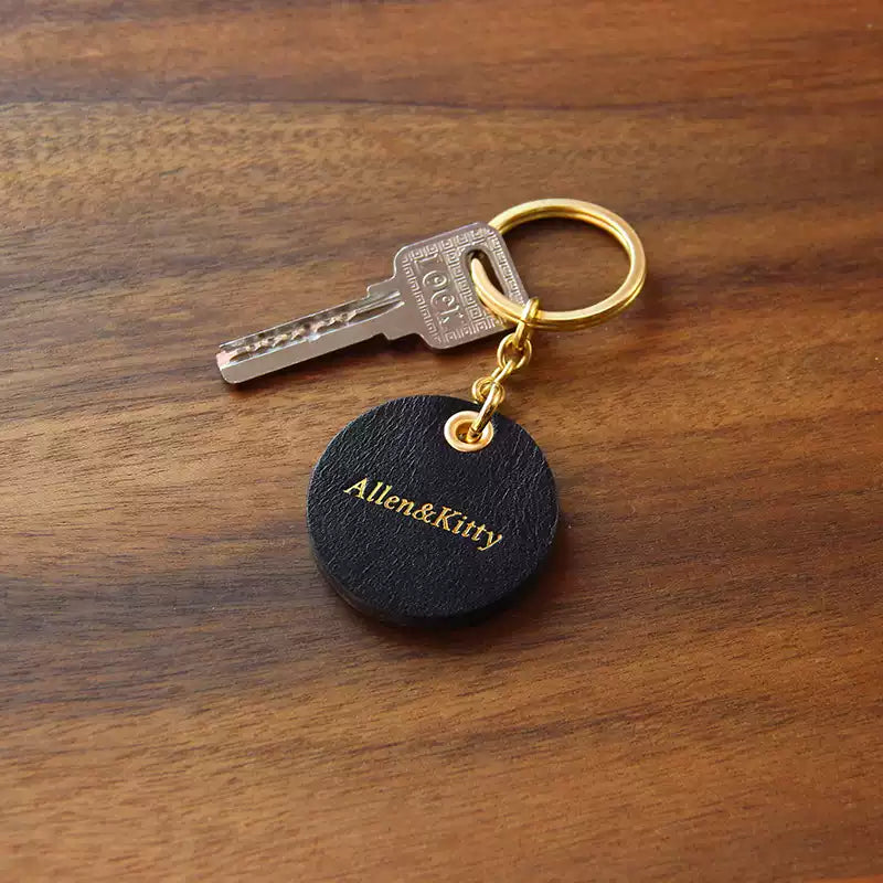 Custom Handmade Leather Keychain Pendant with Gold Foil