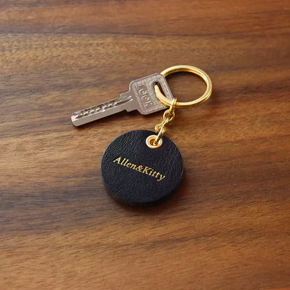 Custom Handmade Leather Keychain Pendant with Gold Foil