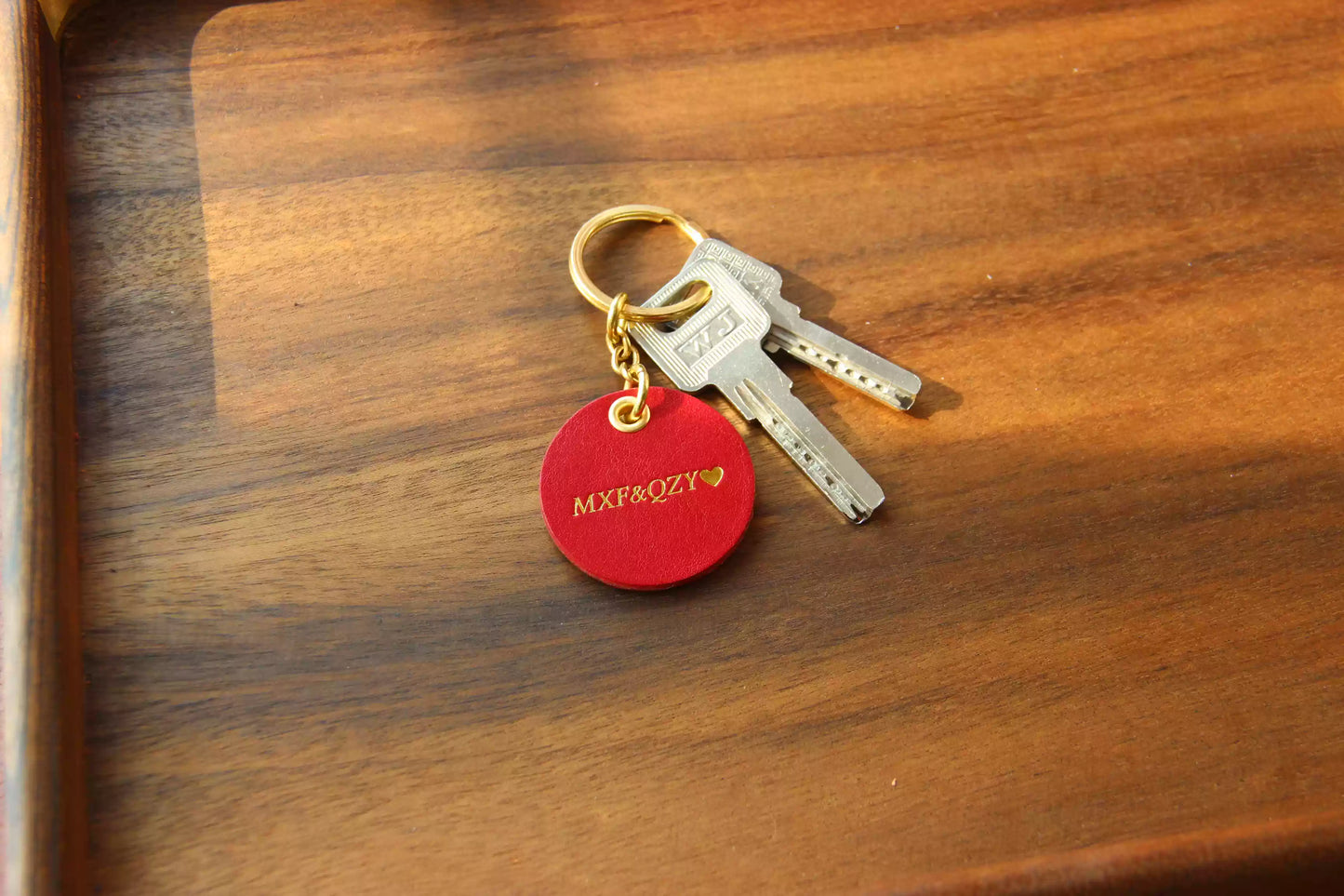 Custom Handmade Leather Keychain Pendant with Gold Foil