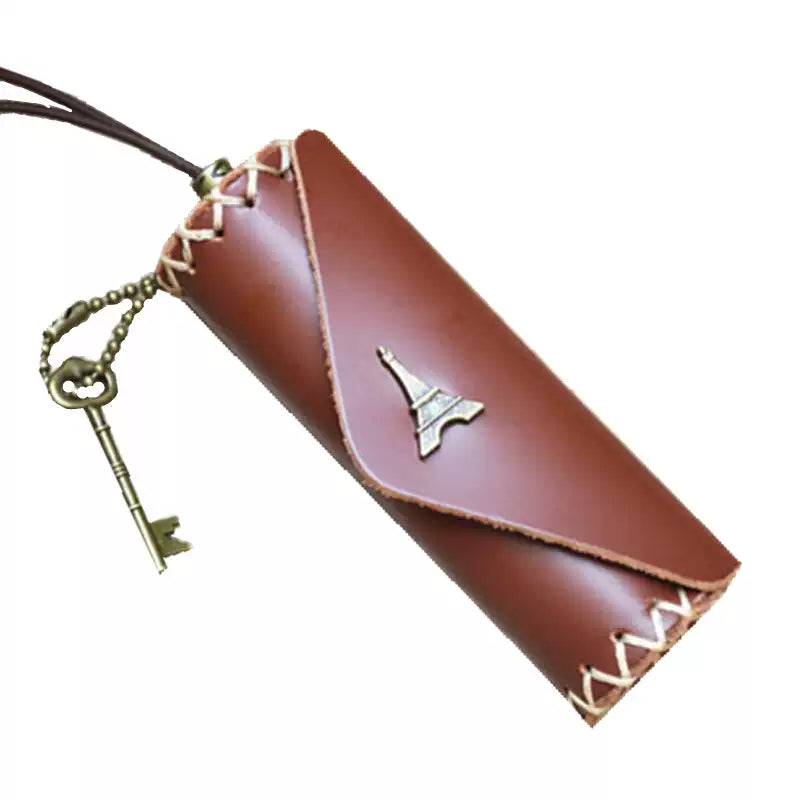 Handcrafted Genuine Leather Coin Purse - Vintage Zakka Style Round Wallet