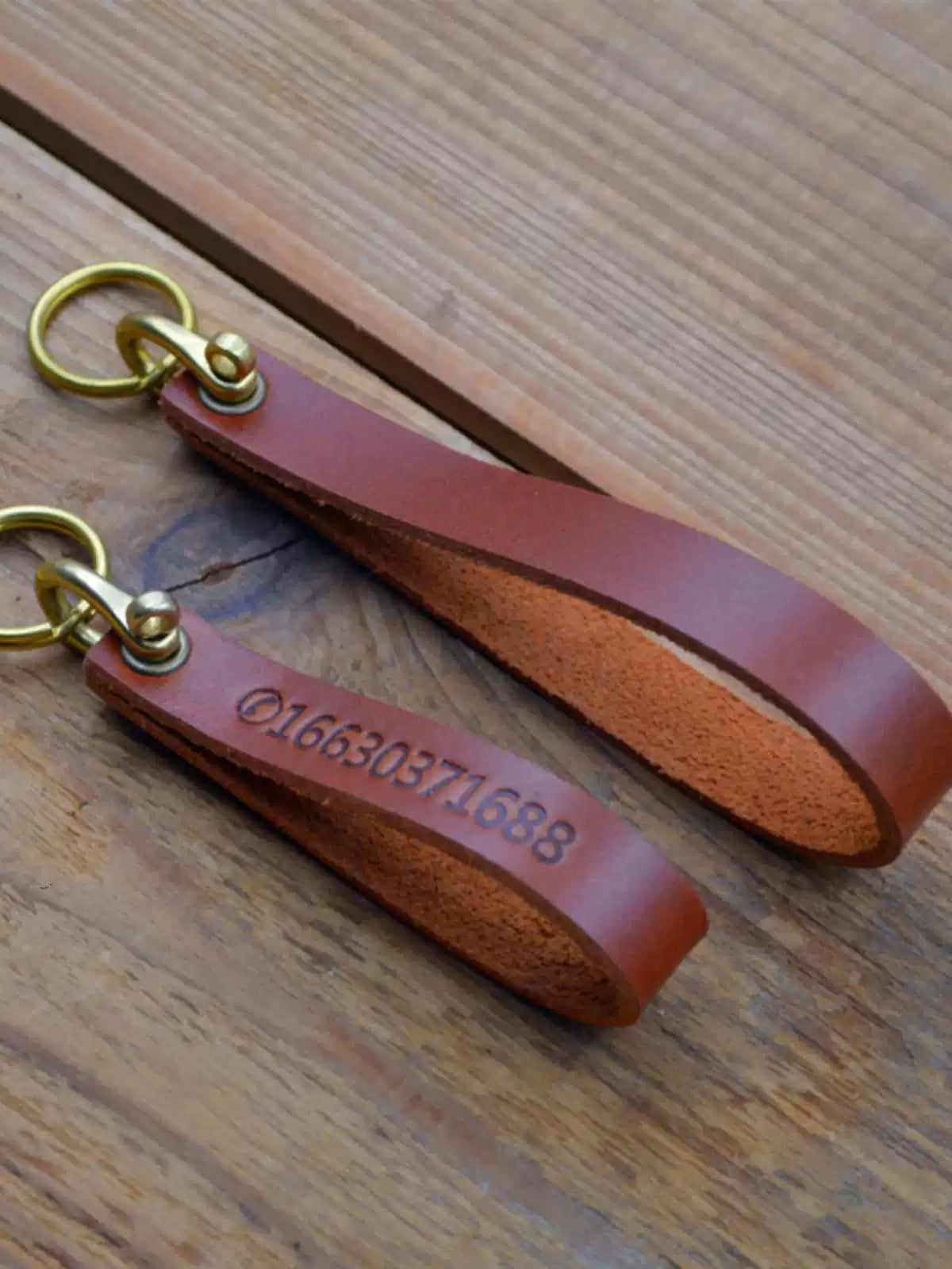 Handcrafted Genuine Leather Keychain - Creative Personalized Key Holder with Phone Number Tag