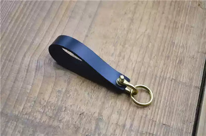 Handcrafted Genuine Leather Keychain - Creative Personalized Key Holder with Phone Number Tag