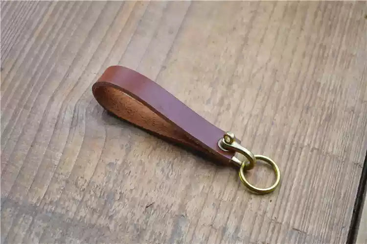 Handcrafted Genuine Leather Keychain - Creative Personalized Key Holder with Phone Number Tag
