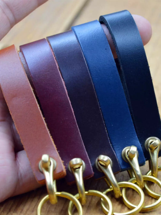 Handcrafted Genuine Leather Keychain - Creative Personalized Key Holder with Phone Number Tag