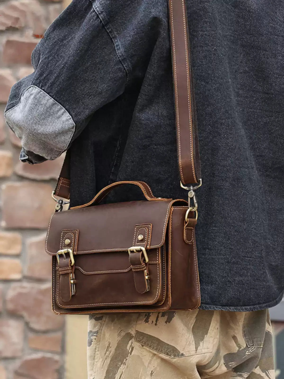 Vintage Horse Leather Messenger Bag