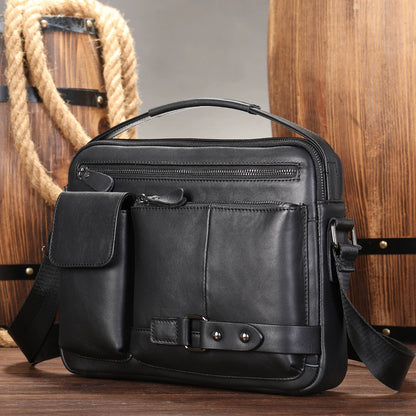 Genuine Leather Crossbody Messenger Bag - High-Quality Waxed Cowhide