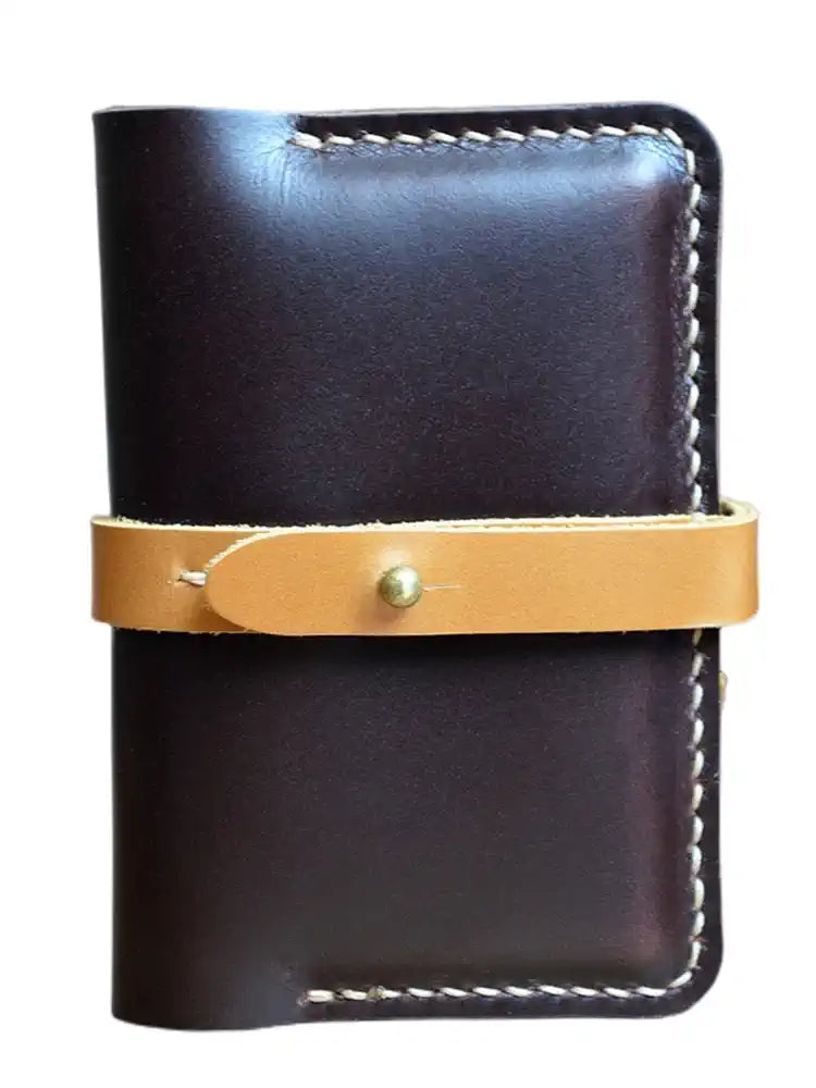 Color-Block Genuine Leather Card Holder - Credit Card Case