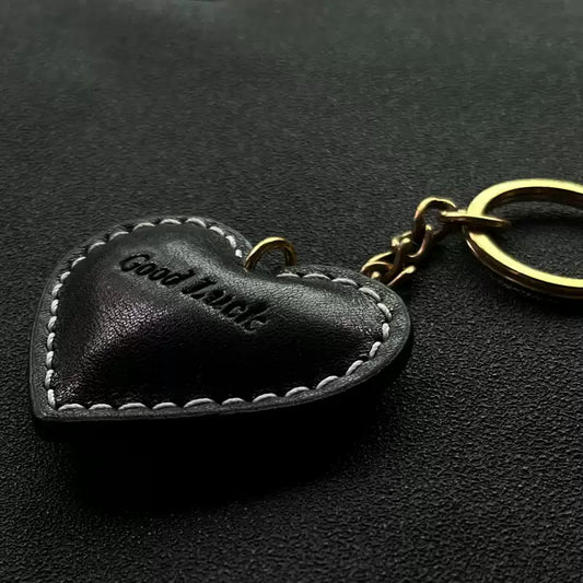 Custom Handmade Leather Heart Keychain Pendant
