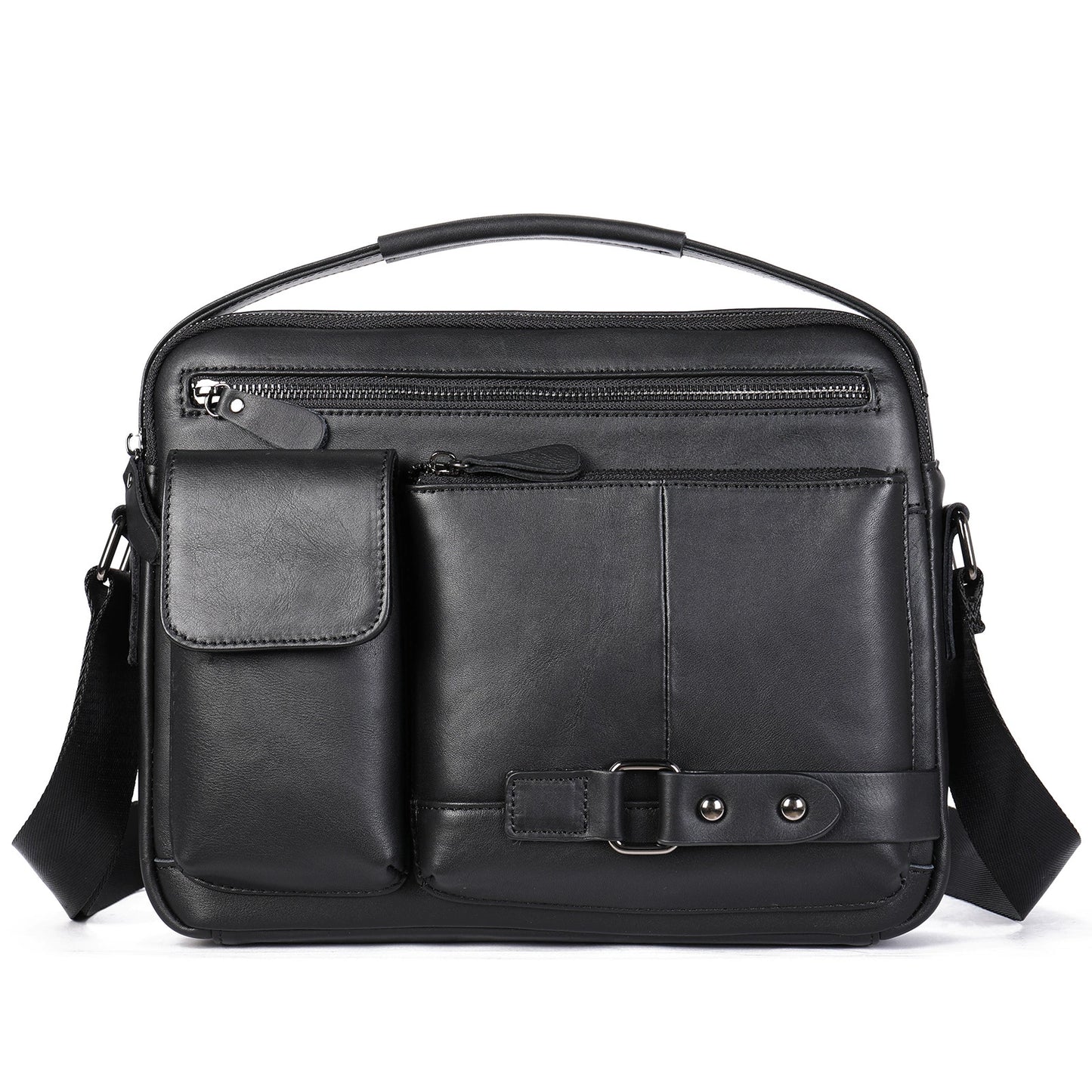 Genuine Leather Crossbody Messenger Bag - High-Quality Waxed Cowhide