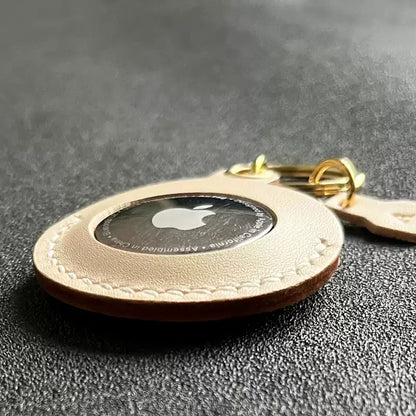 Personalized Genuine Leather AirTag Holder - Keychain Protector