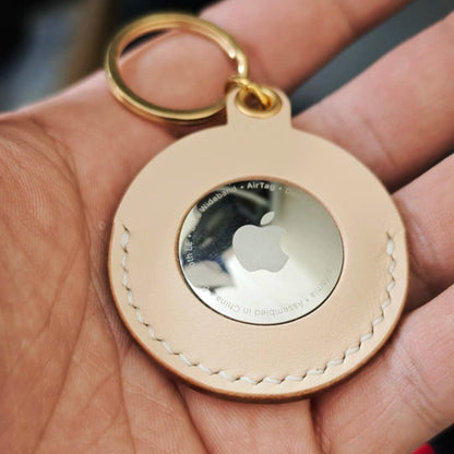 Personalized Genuine Leather AirTag Holder - Keychain Protector