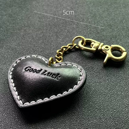 Custom Handmade Leather Heart Keychain Pendant