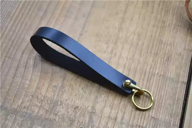 Handcrafted Genuine Leather Keychain - Creative Personalized Key Holder with Phone Number Tag