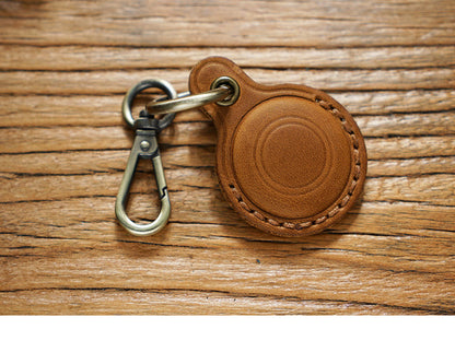 Handmade Vintage Crazy Horse Leather Airtag Keyring