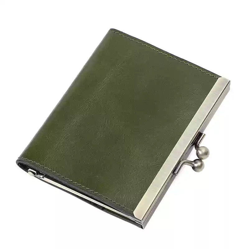 Vintage Waxed Leather Clutch Wallet - Customizable Genuine Leather Coin and Card Holder