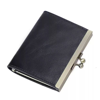 Vintage Waxed Leather Clutch Wallet - Customizable Genuine Leather Coin and Card Holder