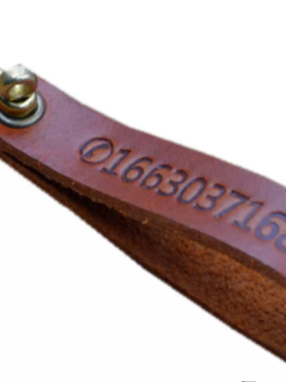 Handcrafted Genuine Leather Keychain - Creative Personalized Key Holder with Phone Number Tag
