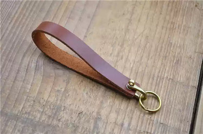 Handcrafted Genuine Leather Keychain - Creative Personalized Key Holder with Phone Number Tag