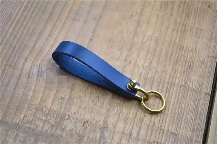 Handcrafted Genuine Leather Keychain - Creative Personalized Key Holder with Phone Number Tag