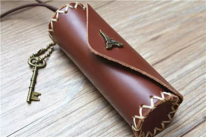 Handcrafted Genuine Leather Coin Purse - Vintage Zakka Style Round Wallet