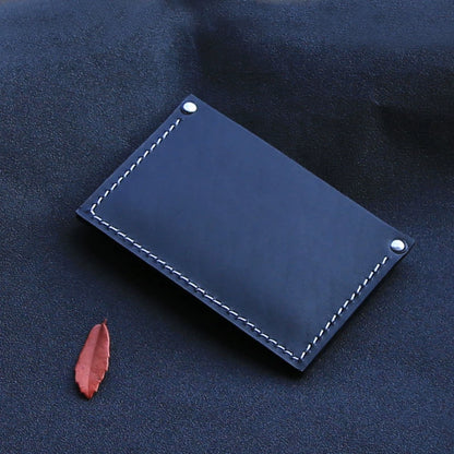 Handcrafted Genuine Leather Card Holder - Slim Business Card Wallet with Letter A Design