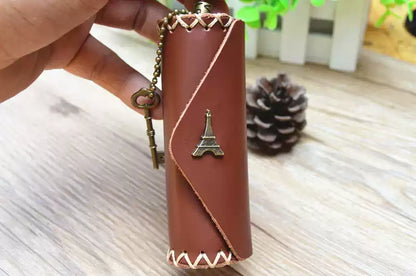 Handcrafted Genuine Leather Coin Purse - Vintage Zakka Style Round Wallet