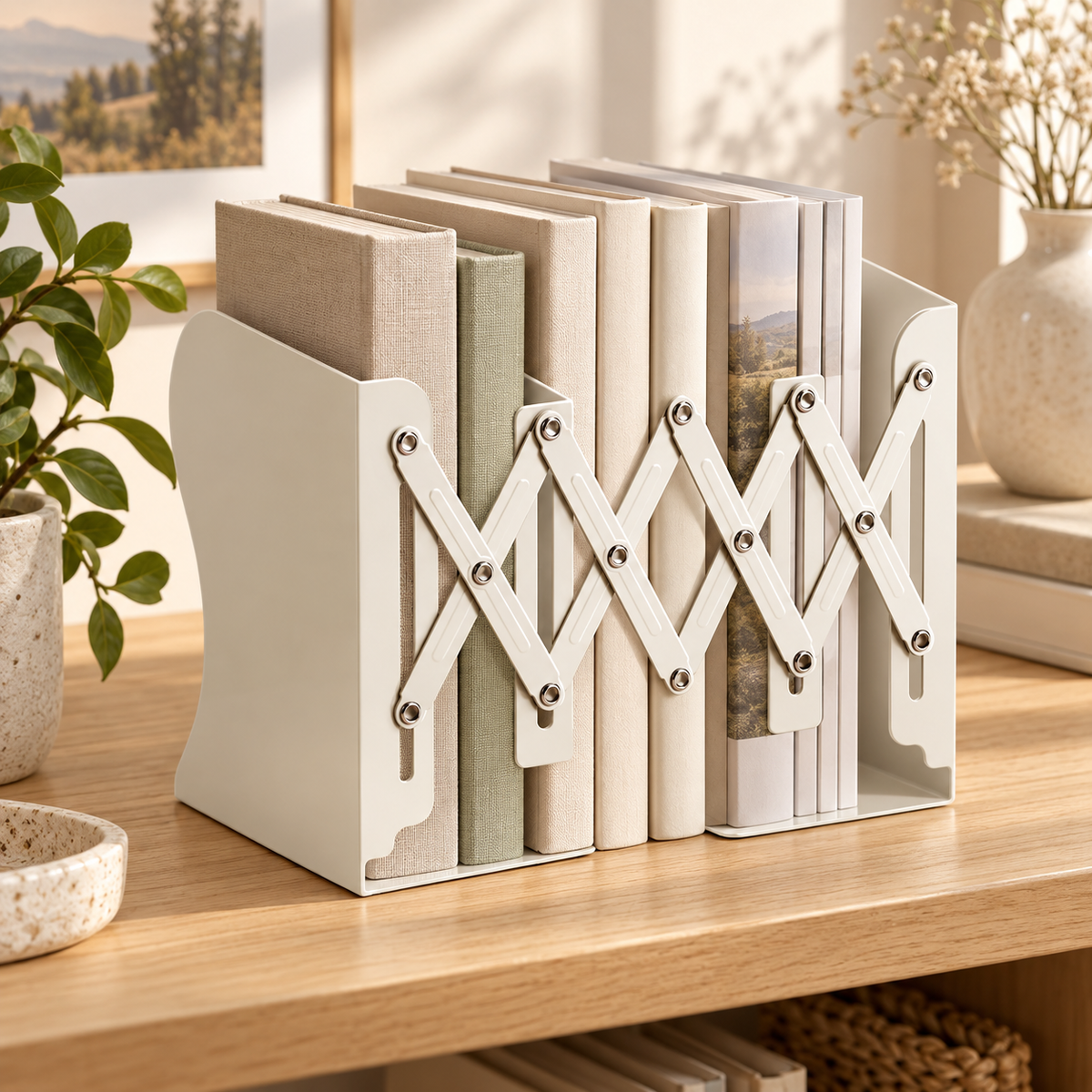 Large Expandable Metal Book Organizer